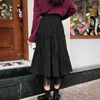 Lange für Frauen Weiß Maxi Herbst und Winter Koreanischen Stil Mode Hohe Taille Rock Solide Casaul Röcke 12819 210417