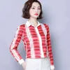 Damskie i bluzki damskie Szyfonowa koszula dla kobiet z długim rękawem Geometryczny V-Neck Plus Size Tops 6488 50 210415