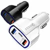 3 W 1 USB Ładowarka samochodowa Szybkie ładowanie Typ C QC 3.0 PD USBC Ładowarka Phone Adapter dla iPhone Samsung MQ100 5A Szybki ładunek Podwójny port