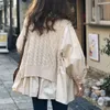 Japan Lossa Casual Pullover Lady O Neck Fashion Tops Sweater Höst Vestskjorta Fake Two-Piece Temperament Koreanska Kvinnor 210510