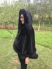 Femmes Fourrure Faux MLHXFUR Pashmina Cachemire Châle Wrap Poncho Manteau Châles Avec Laine Écharpe Col À Capuche Capuche