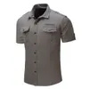 Chemise homme été hommes Cargo chemise 100% coton solide hommes décontracté mâle Style militaire chemises grande taille S-XL 210518