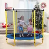5.5ft trampolines voor kinderen 65 inch buiten indoor mini peuter trampoline met behuizing, basketbal hoepel en bal inclusief A35