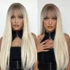 Perucas sintéticas Easihair Longo Marrom Vermelho com Bangs Cabelo Natural para Mulheres Daily Cosplay Calor Resistente