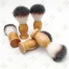 Moq 50 pçs escova de barbear oem odm logotipo cutomizado cabo de madeira com cerdas de náilon barbeiro navalha de cabelo facial barba escovas de barbear
