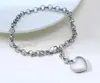 Bracelet à breloques d'amour en forme de coeur en acier inoxydable pour femmes filles chaîne Rolo argent or rose 5mm 8 pouces