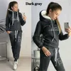 Women's Tracksuit Female Pullover Hoodies Jogging Pants Sweatshirt Sports Suit Two Piece Set Women Clothing Winter Warm Outfits 210930