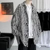 Koszule męskie Casual Neploha 21 Jesień przystojny Zebra Drukuj Koszula dla mężczyzn Lapel Loose Long Sleeve Bluza męska Unisex Topy