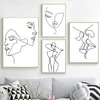 Nordic Minimalist Figures Line Art Sexy Woman Body Nude Wall Canvas Paintings Drawing Posters Prints Decoration for Livingroom 211222