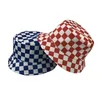 Breda brimhattar Men039S Women039S Black Red Blue Plaid Checkered Bucket Hat Hip Hop Sunscreen Becid Basin Trend Harajuku1804417