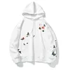 Hoodies bordados homens outono moletom flor borboleta harajuku streetwear hoodie pullover roupa de queda de algodão 210527