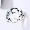 Bague Turquoise marguerite pour femmes et filles, anneau avec lettres et fleurs, cadeau pour amour, petite amie, bijoux à la mode, accessoires, taille 5-9288d