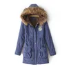 コートとジャケット冬の韓国のカジュアルスリムフィッティングコットン - フード付きの長袖の中長長のパッド付きプラスサイズの服211011