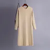 Kadınlar Örgü Elbise Sonbahar Kış Kalınlaşmak Kore Casual Gevşek Uzun Kollu Jumper Moda Sıcak Düz Kazak Elbiseler 210419