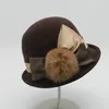 Mode lapin cheveux pompon boule laine seau chapeau femmes Style français casquette de vacances automne hiver dames pêcheur chapeaux