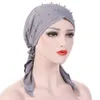 Muzułmańskie Kobiety Bandana Hidżab Kapelusz Cancer Chemo Cap Hair Loss Head Scarf Turban Wrap Islmaic Nakrycia głowy Koraliki Stretch Arab Converscarf