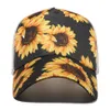 Women Sunflower Baseball Cap Striped Mesh Criss Cross Hallow Out Hats High Messy Buns Trucker Ponycaps Girls Dad Hat OOA83365550378