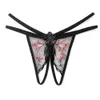 Frauen Mode Öffnen Gabelung Thongs Stickerei Höschen Mädchen Transparent Maische Unterwäsche Sexy Bikini G-Strings Weibliche Unterhose