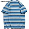 Men Streetwear Striped T-Shirt Embroidery Flocking Bear Print T Shirt Harajuku Cotton Summer Short Sleeve Tshirt Casual Top 210601