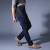 Men Business Classic Jeans Homme Pantalones Hombre Soft Elastic Blue Denim Overalls Mens Pants X0621