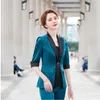 Formalny Business Blazer Coat Ol Style Letnie Eleganckie Zielone Blazers Kurtki Dla Kobiet Panie Biurowe Znosić Bluzki Damskie Garnitury