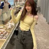T-Shirt femme coréen doux dentelle couture bandoulière chemise femmes 2022 printemps et automne Sexy sans bretelles à manches longues