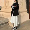 Zomer Onregelmatige geplooide gegolfde chiffon rok Koreaanse stijl hoge taille All-Amtch White Rokken Faldas QV19 210510