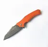 Top Quality Laranja Flipper Faca Dobrável VG10 Damasco Steel Steel Steels Folha + G10 Punho Ao Ar Livre Camping Caminhada Dobra Facas