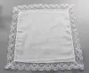 Decorações de casamento lenços brancos puros com renda Plain DIY Draw Hankies Cotton Handkiefs Pocket Square 23x25 cm