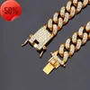 2021 Gold Silver -armband smycken diamant Iced Out Chain Miami Cuban Link Armband Hip Hop4211402