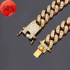 2021 Ouro Prata Pulseiras Jóias Diamante Iced Out Chain Miami Cuban Link Pulseira Mens Hip Hop4211402