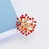 Rinhoo – broches en forme de noix de pin pour femmes, jolie plante, fleur de maïs, strass, feuille en émail, couleur verte, bijoux à la mode