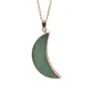 Crescent Moon Necklace Gold Plated Natural Gemstones Pendant Crystals and Healing Stones Necklaces hand DIY jewelry accessories