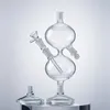 Infinity Waterfall Bong in vetro Narghilè da 11 pollici Riciclatore Due bong Tubi universali per recipienti d'acqua a gravità Giunto da 14 mm con olio diffuso Downstem Dab Rigs Fumo di cera