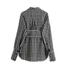 Casual Classic Black-White Plaid Bow Sprawdź Długa Koszula Mini Sukienka Imperium Talii Wiosna Jesień Wszystkie Mecz Ladies Top 210521