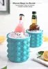 Portable 2 in 1 Large Silicone Ice Cube Mold Maker Tray Bucket Wine Ice Cooler Beer Cabinet Kitchen With Lids For Party Beverage Frozen Whiskey Cocktail