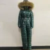 Dames Jumpsuits Rompertjes uit één stuk Ski-pak Winterjas met Hooded Parka om warme en slanke katoenen jumpsuit rits ritssluiting te houden