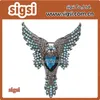 Vintage Eagle Shape Blue Rhinestone Flying Owl Pin Fashion Men Fantasy Legend Brosch Dekorativ