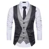 Mannen vest nep tweedelige patch vest casual slanke zakelijke sociale pak vest bruidegom plus size xxl