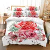 Bedding Sets Blue Floral Print Duvet Cover Set 3d Digital Printing Bed Linen Fashion Design Comforter