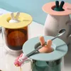 Silicone Cartoon Rabbit Ear Cups Lid Leak-Proof And Dust-Proof Cute Coffee Tea Cup Lids Sealing Reusable Drinkware Accessories LLB12584