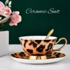 Bone China Coffee Cup Lepel Saucer Set English Afternoon Tea Cup Coffeeware 170ml porseleinen kop en schotel voor koffie