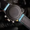 Projektant Zegarki 116595 Kwarcowy Chronograph Watch Watch Niebieski Wewnętrzny DIW Czarny Korowany Carbon Case Rainbow Diament Bezel Blue Nylon Leather HWRX Zniżka