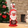 Nytt år gåva jul röd vin flaska täcke öl champagne flaskor täcker Xmas festival party bord middag dekorationer Santa Claus snögubbe älg dekor jy0781