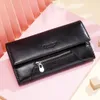 Genuine Leather Style Portomonee Fashion Money Bags Zipper Card Holder Handy Perse High Capacity Wallet