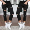 Calças femininas capri 2022 jeans rasgados para mulheres leggings lápis elástico