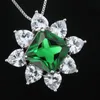 Fashion Mosang Diamond Micro-ingelegde zirkonium Zonnebloem Pendant Simple Green Square Diamond ketting Vrouw rechtstreeks