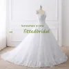 Immagini reali Abiti da sposa Appliques di pizzo Abiti da sposa Vestido De Princess Beach Dress Ball Gown