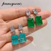 Pansysen Luxury 925 Sterling Silver Paraiba Tourmaline Emerald Gemstone Diamond Drop Earrings For Women Fine Jewely Whole 2101336584