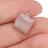 Природные каменные подвески квадратная подвесная розовая кварца исцеления Reiki Crystal DIY ожерелье серьги женщины мода ювелирные изделия находятся 12x16 мм